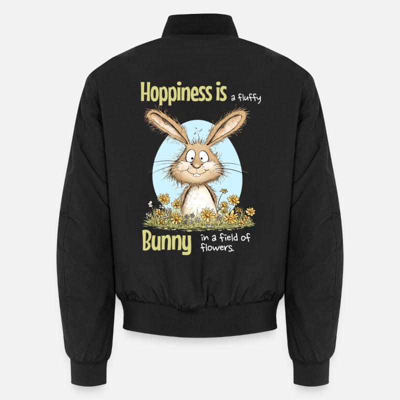 Bunny Easter Motif Saying Spring - Unisex Bomber Jacket - black