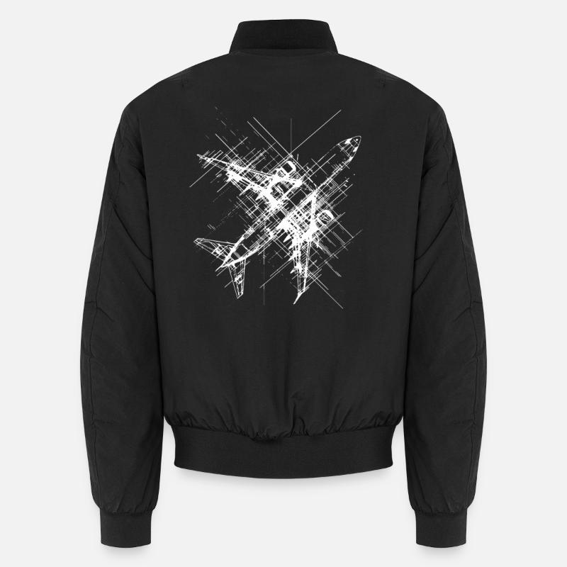Flugzeug Line Art Unisex Bomberjacke