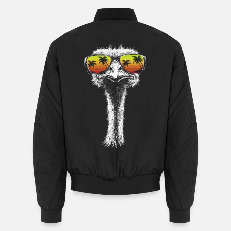 Strauß Sonnenbrille Vogel Palmen Geschenk Retro Unisex Bomberjacke