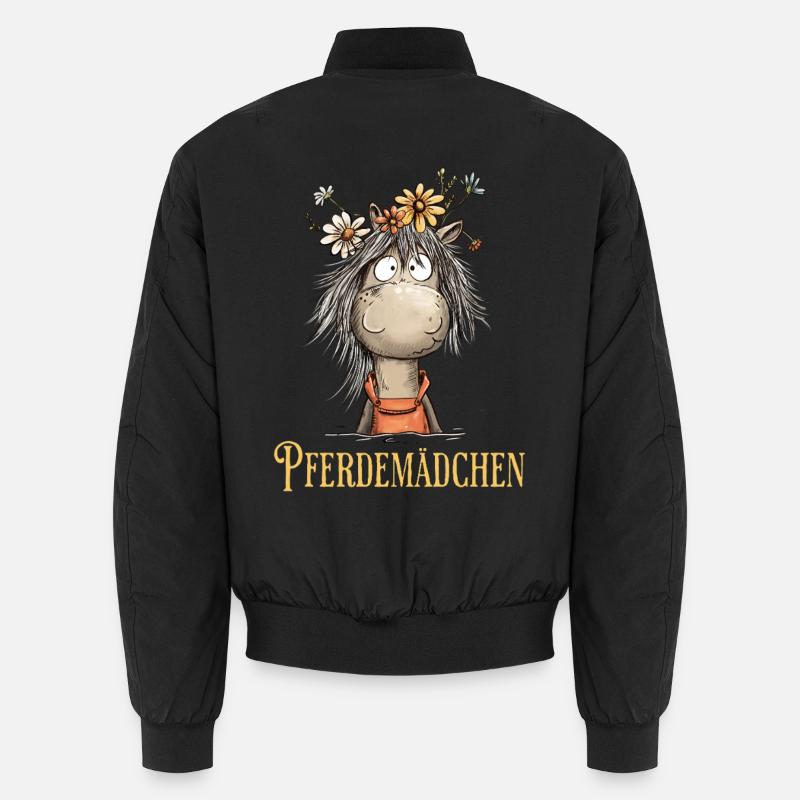 Pferdemädchen Pferd Mit Blumen Cartoon Humor Unisex Bomberjacke