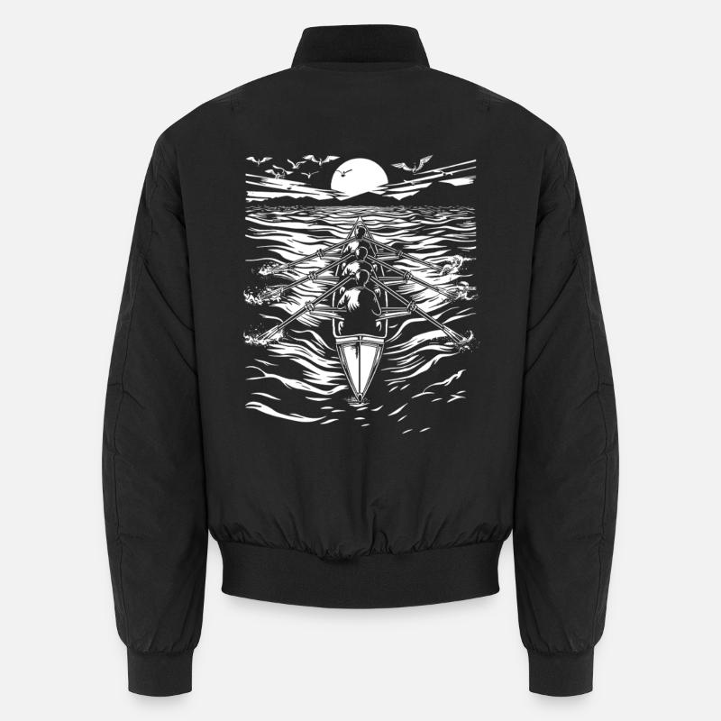 Rudern Skizze - Unisex Bomberjacke - Schwarz