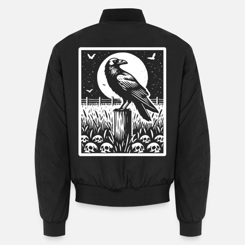 Raven Full Moon Field Skull Unisex Bomber Jacket