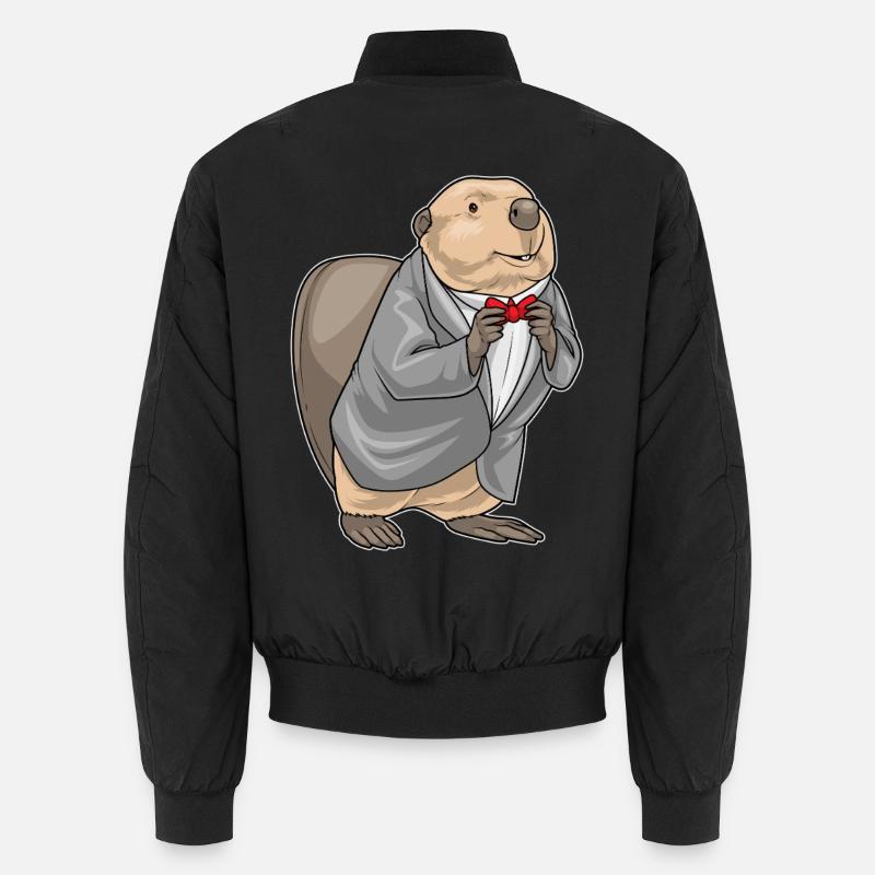 Beaver Groom Suit Wedding Unisex Bomber Jacket