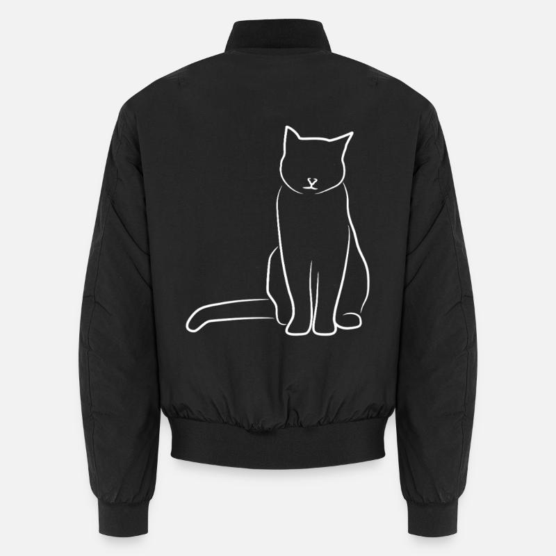Cat Sketch - Unisex Bomber Jacket - black