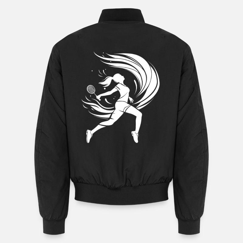 Badminton Player Drawing - Unisex Bomber Jacket - black