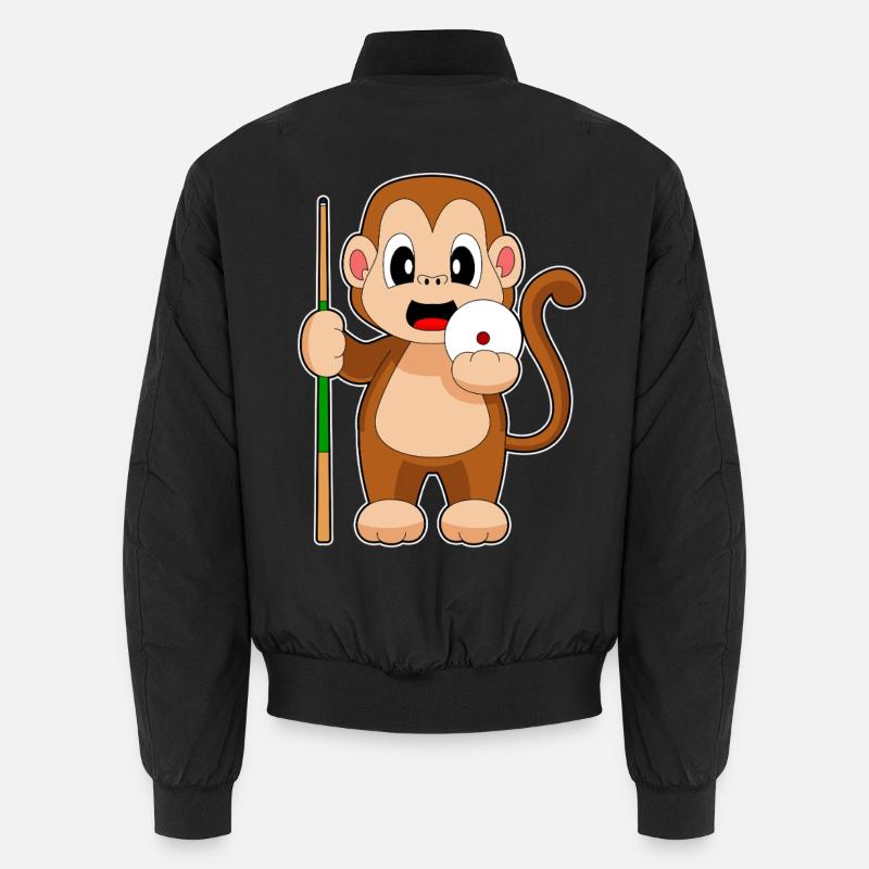 Monkey Billiard Cue - Unisex Bomber Jacket - black