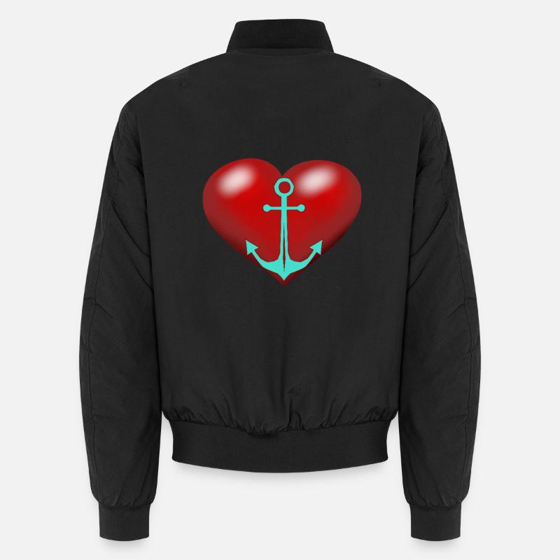Seemann Herz Herzen Seefahrer Anker Unisex Bomberjacke