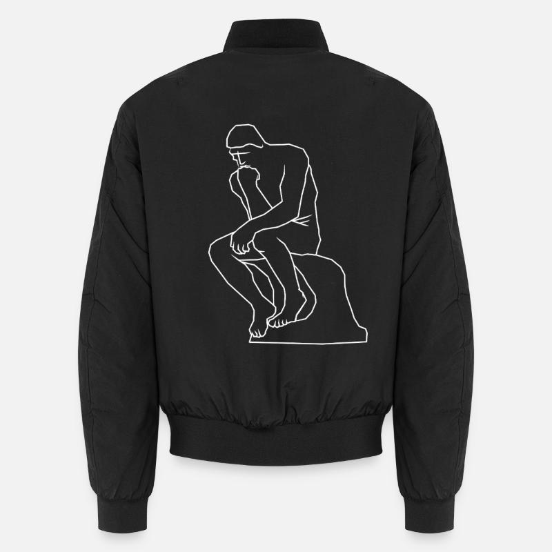 The thinker statue line art Unisex Bomber Jacket