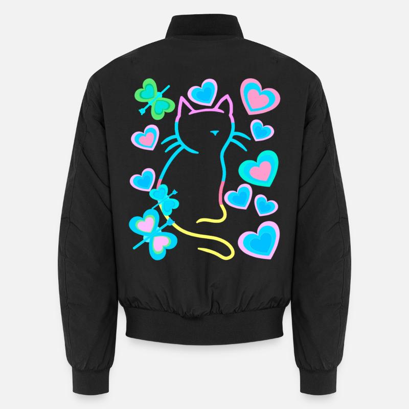 Retro Katze Katzen - Unisex Bomberjacke - Schwarz