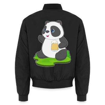 Panda Bier - Unisex Bomberjacke - Schwarz - Hinten - AI Model Male 185 light (185cm)