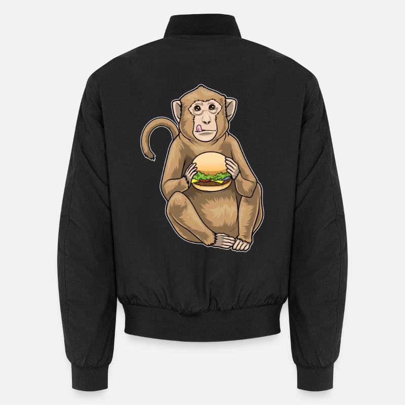 Monkey Cheeseburger - Unisex Bomber Jacket - black