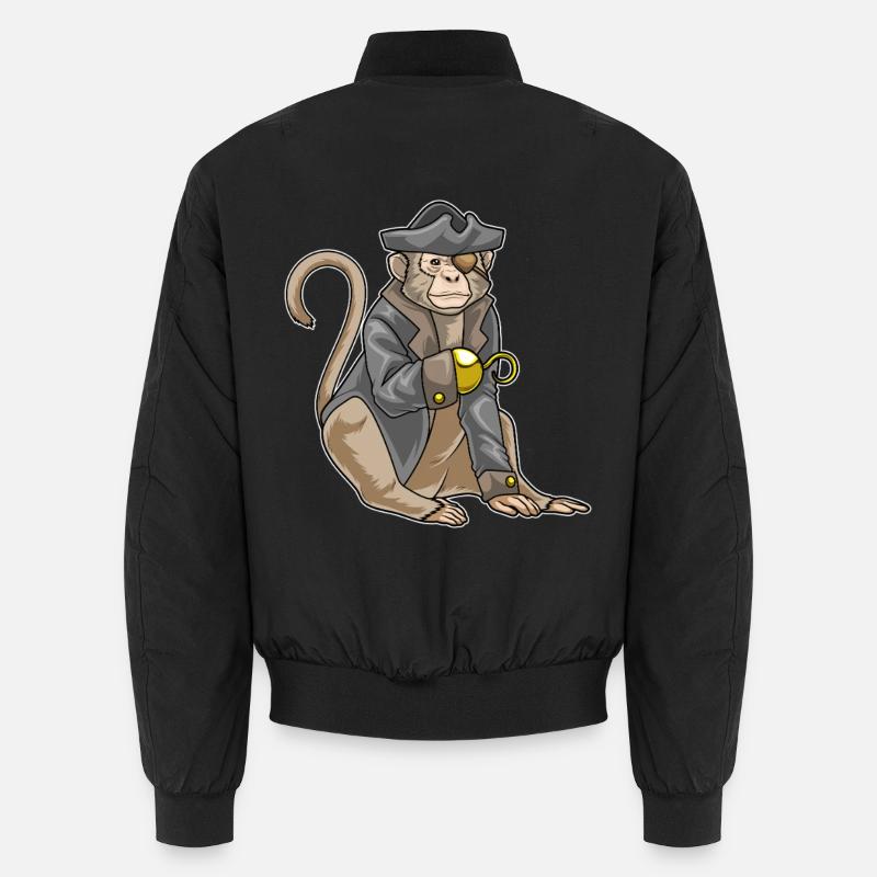 Singe Pirate Crochet Main - Bomber unisexe - noir