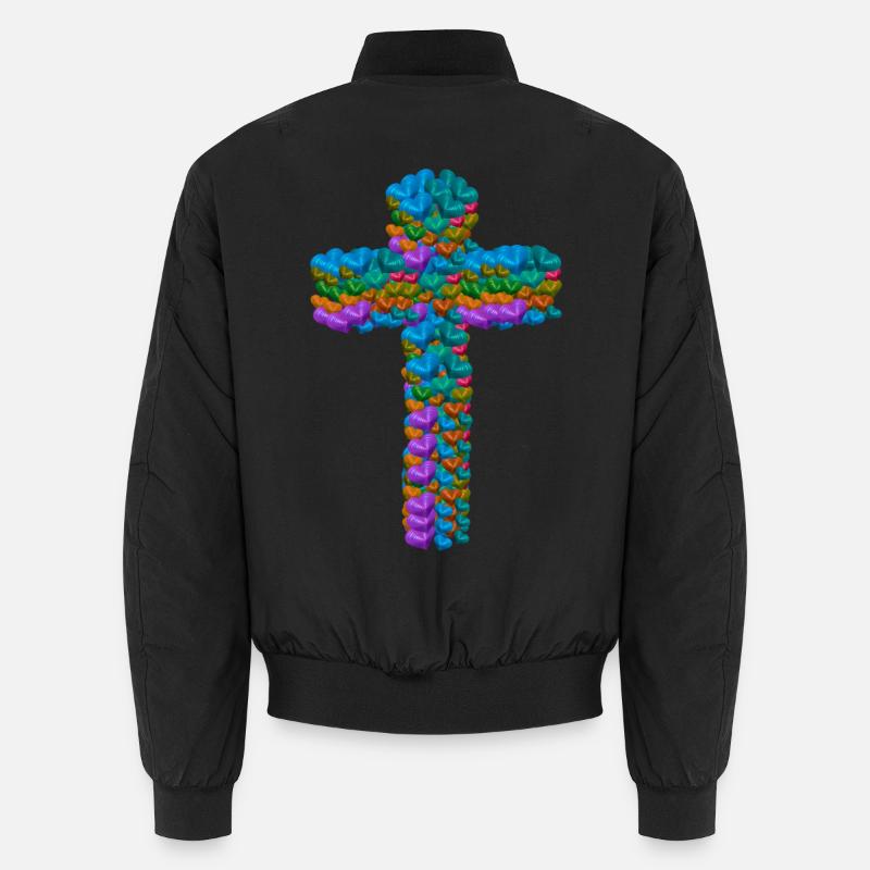 Croix Croix Coeurs Coeurs Crucifix - Bomber unisexe - noir
