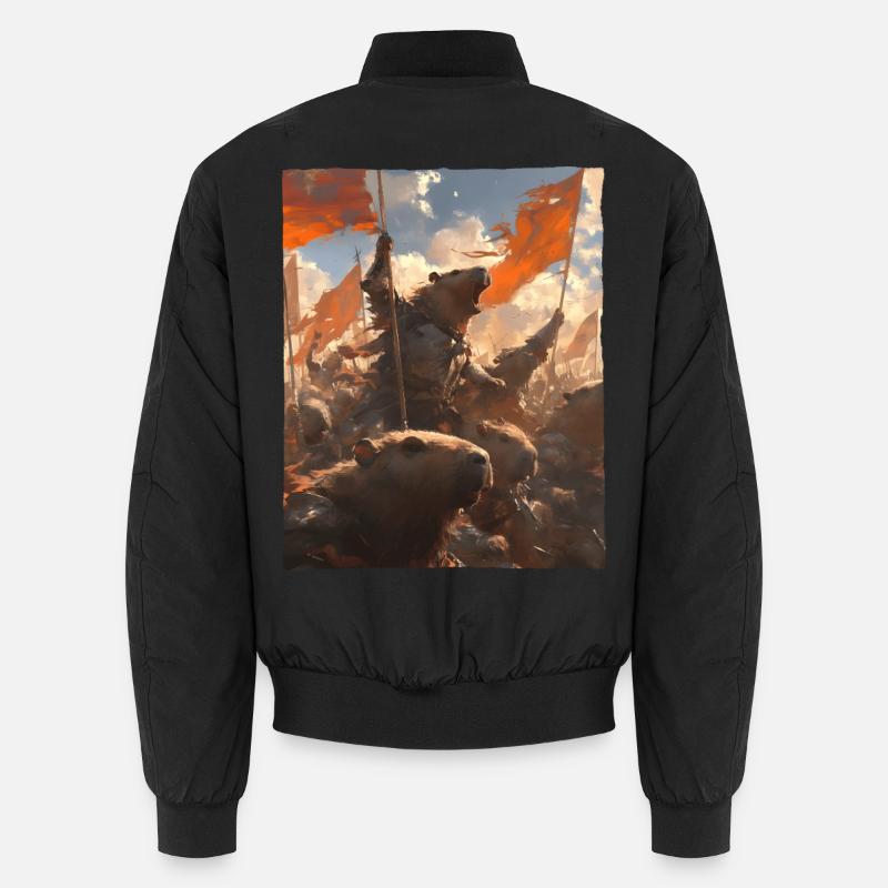 Epische Capybara Revolution Kunstvolles Gemälde Unisex Bomberjacke