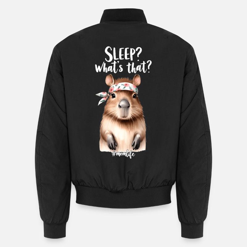 Schlaf? Was Ist Das? Capybara Mutter Mama Geschenk Unisex Bomberjacke
