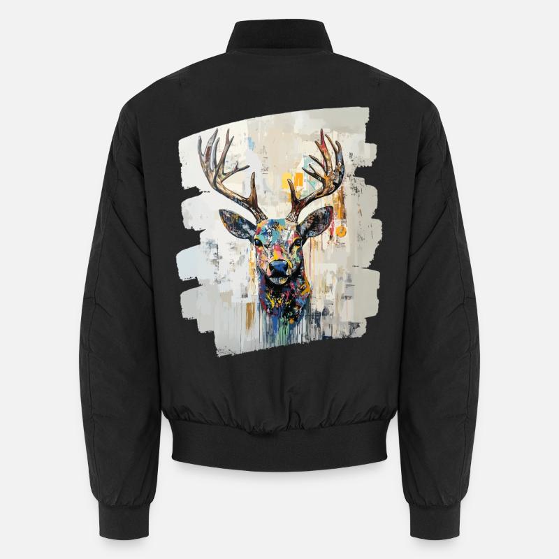 Deer with antlers - Unisex Bomber Jacket - black