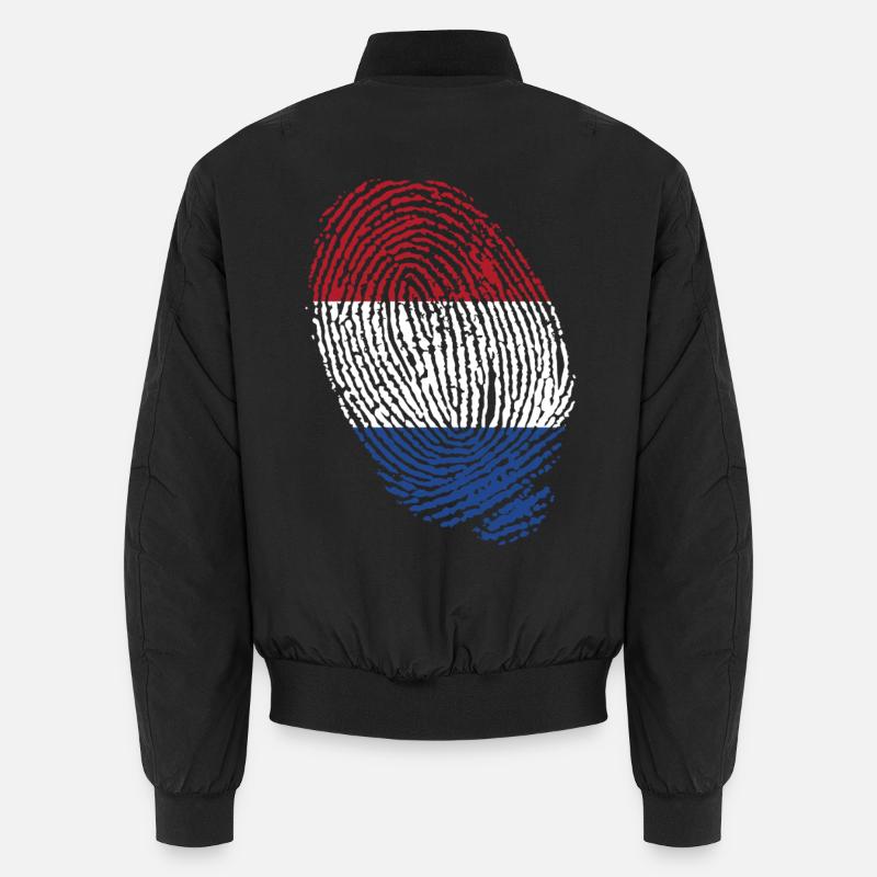 Netherlands flag fingerprints - Unisex Bomber Jacket - black