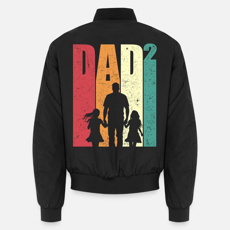 Dad Hoch 2 Vater Zwei Töchter Retro Papa Geschenk Unisex Bomberjacke