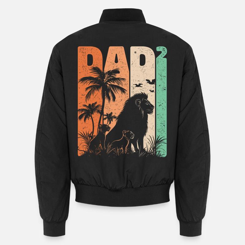 Retro Löwe Design Dad Hoch 2 Väter Geschenk Unisex Bomberjacke