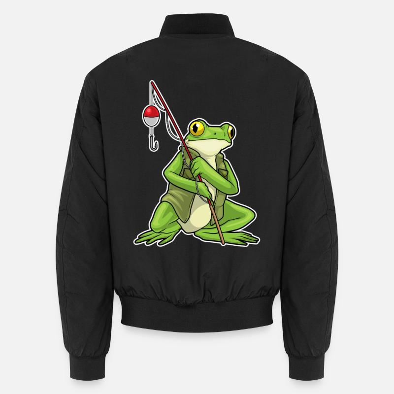 Grenouille Pêcheur Pêche - Bomber unisexe - noir