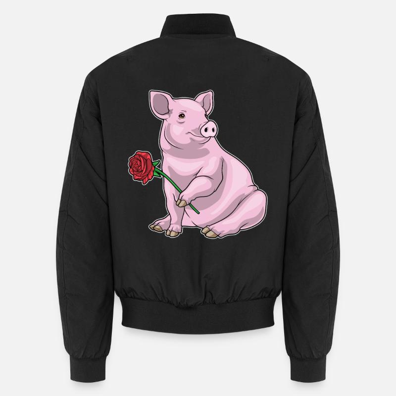 Pig Rose Flowers Unisex Bomber Jacket
