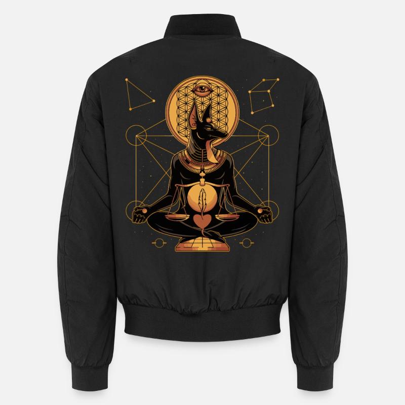 Anubis Ancient Egypt Sacred Geometry Balance Unisex Bomber Jacket