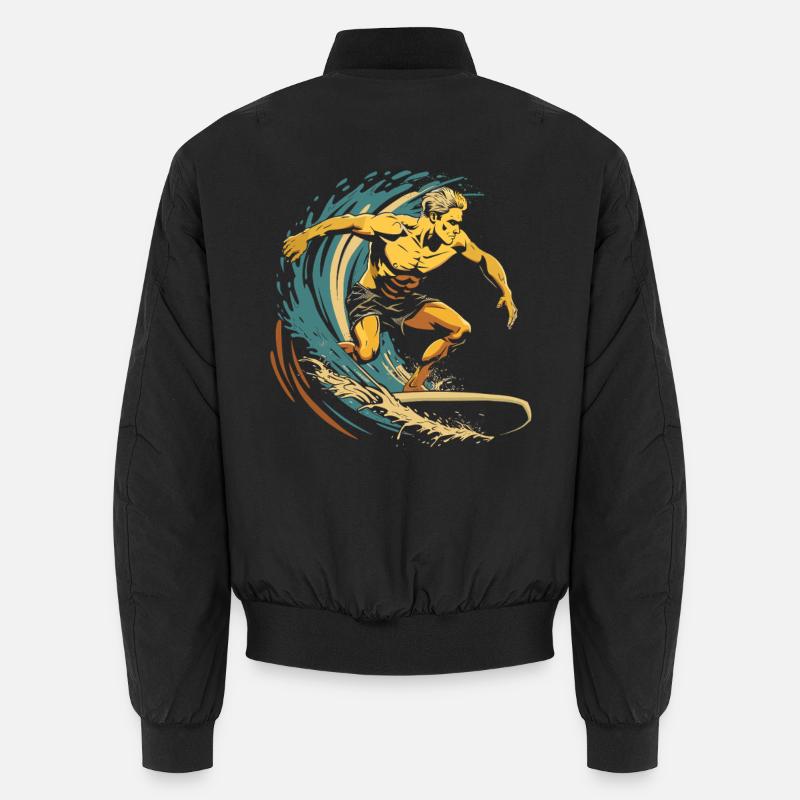 Surfer Graphics - Unisex Bomber Jacket - black
