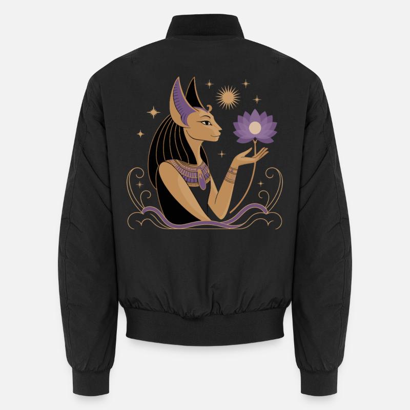 Heiterer Bastet Mit Einer Lotusblume Unisex Bomberjacke