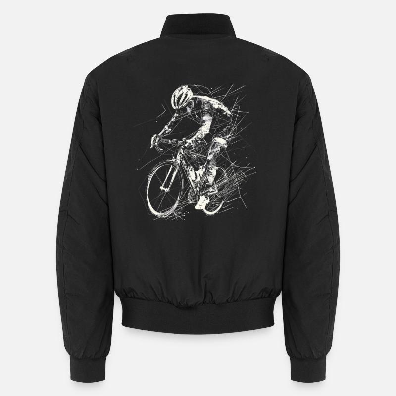 Radfahrer Zeichnung - Unisex Bomberjacke - Schwarz