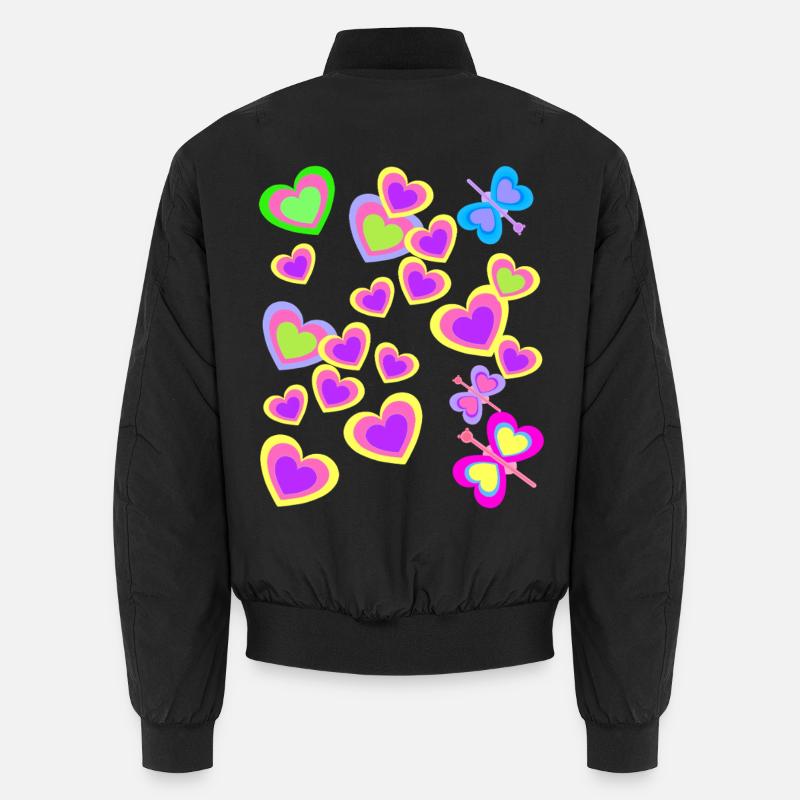 Kinder Sommer Retro Schmetterlinge Herzen Herz Unisex Bomberjacke