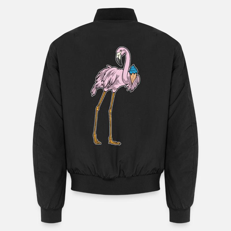 Flamingo Waffle Cream - Unisex Bomber Jacket - black