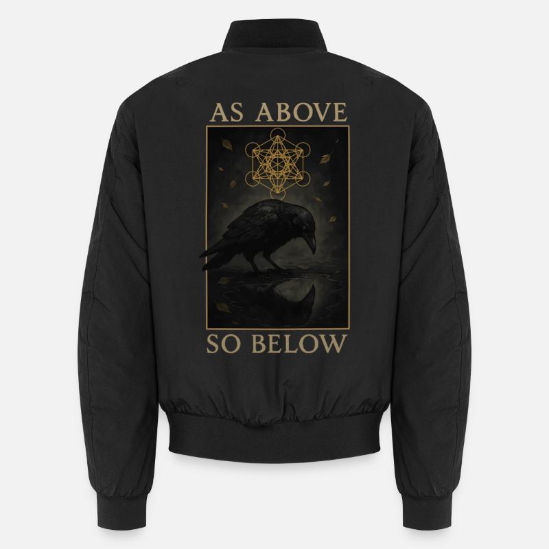 As Above So Below Raven Metatron's Cube Art Unisex Bomber Jacket