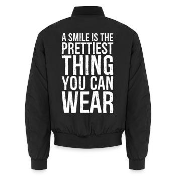 Un sourire est la plus jolie chose que vous puissiez porter - Bomber unisexe - noir - Dos - AI Model Male 185 light (185cm)