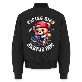 Ours en peluche skateur sur skateboard - Bomber unisexe - noir - Dos - AI Model Male 185 light (185cm)