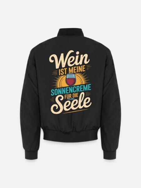 Wein als Sonnencreme der Seele - Unisex Bomberjacke - Schwarz