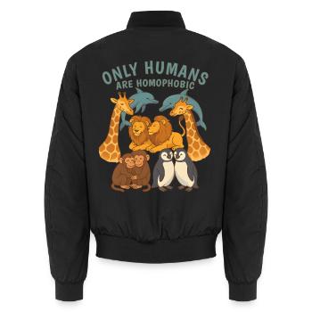 Animaux mignons Seuls les humains sont des animaux de fierté homophobes - Bomber unisexe - noir - Dos - AI Model Male 185 light (185cm)