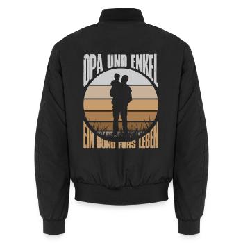 Opa und Enkel Ein Bund fürs Leben Geschenk Vintage - Unisex Bomberjacke - Schwarz - Hinten - AI Model Male 185 light (185cm)