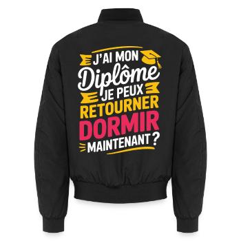 I have my diploma I can go back to sleep - Unisex Bomber Jacket - black - Back - AI Model Male 185 light (185cm)