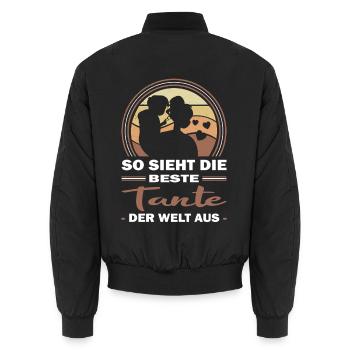 Beste Tante Der Welt Geschenk Spruch Nichte Neffe - Unisex Bomberjacke - Schwarz - Hinten - AI Model Male 185 light (185cm)