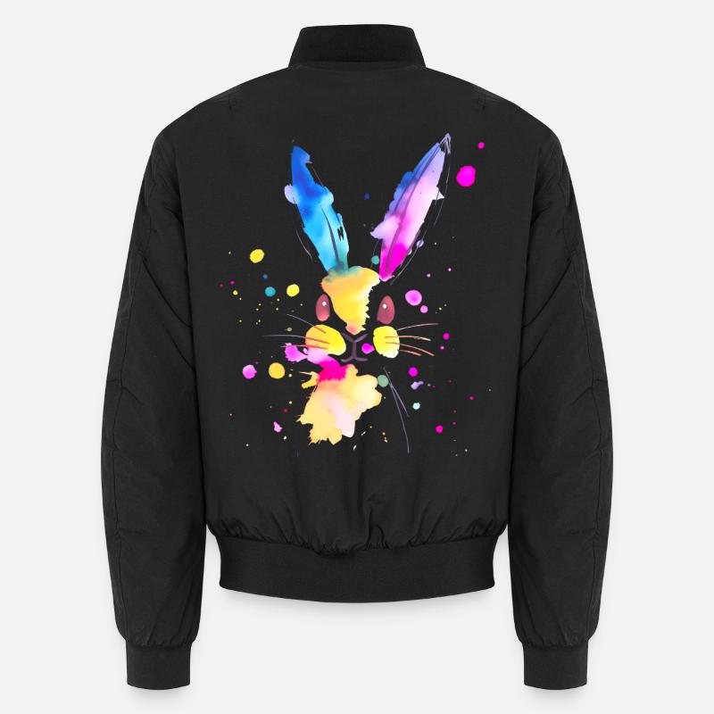 Lapin abstrait à l'aquarelle 🐇 Bomber unisexe