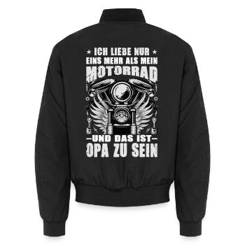 Biker Opa Geschenk Motorrad Spruch Großvater - Unisex Bomberjacke - Schwarz - Hinten - AI Model Male 185 light (185cm)