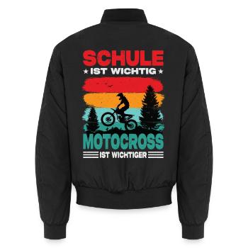Motocross Geschenk Schule Spruch Kinder Junge - Unisex Bomberjacke - Schwarz - Hinten - AI Model Male 185 light (185cm)