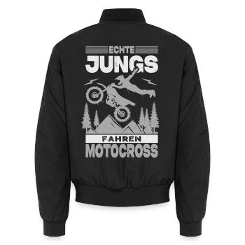 Motocross Geschenk Echte Jungs Spruch Kinder - Unisex Bomberjacke - Schwarz - Hinten - AI Model Male 185 light (185cm)
