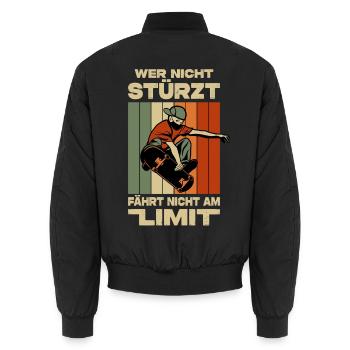 Skateboard Geschenk Wer Nicht Stürzt Spruch Skater - Unisex Bomberjacke - Schwarz - Hinten - AI Model Male 185 light (185cm)