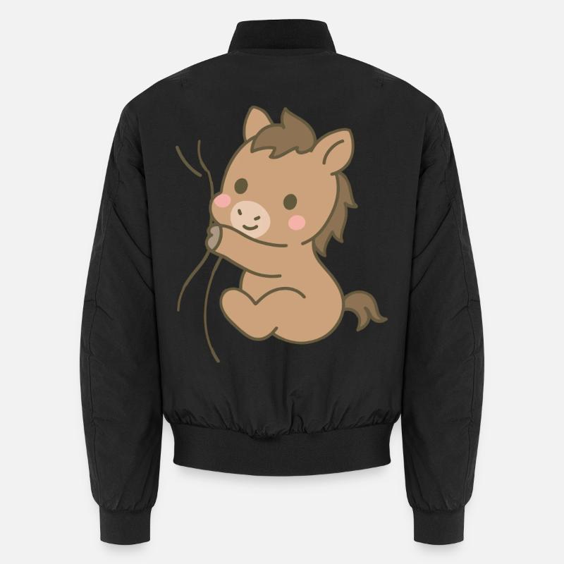 Snuggled up horse - Unisex Bomber Jacket - black