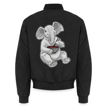 Elefant Koch Ramen Kochen - Unisex Bomberjacke - Schwarz - Hinten - AI Model Male 185 light (185cm)