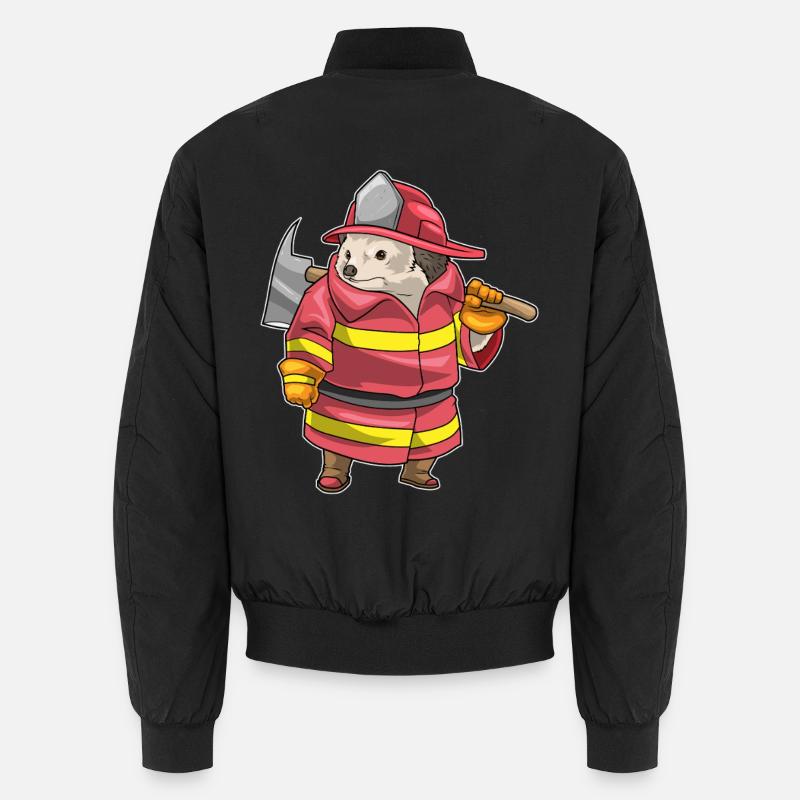 Hedgehog Firefighter Axe Fire Brigade Unisex Bomber Jacket