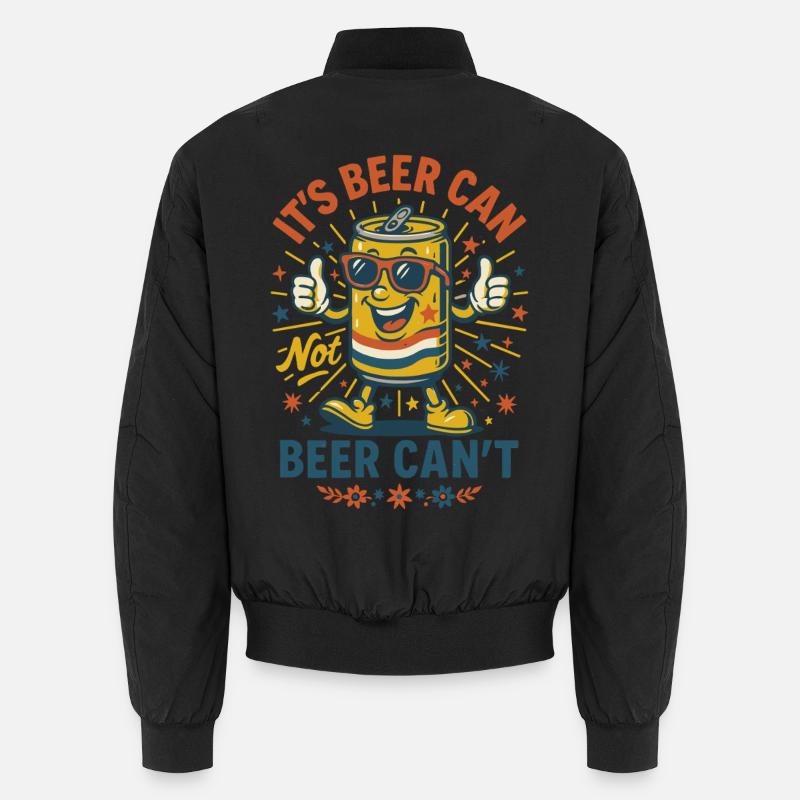 Fun Beer Can Illustration with Sunglasses Unisex Bomber Jacket