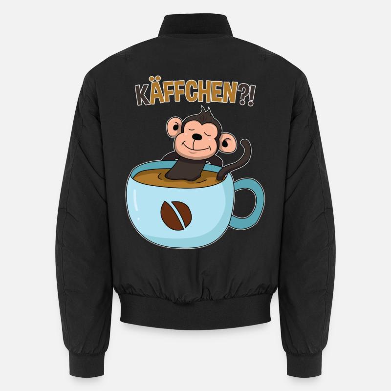 Kaffeepause mit Affe - Unisex Bomberjacke - Schwarz