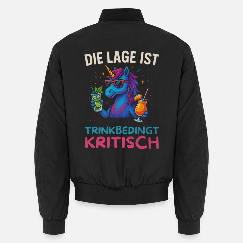 Lustiges Trinker Design Einhorn - Unisex Bomberjacke - Schwarz